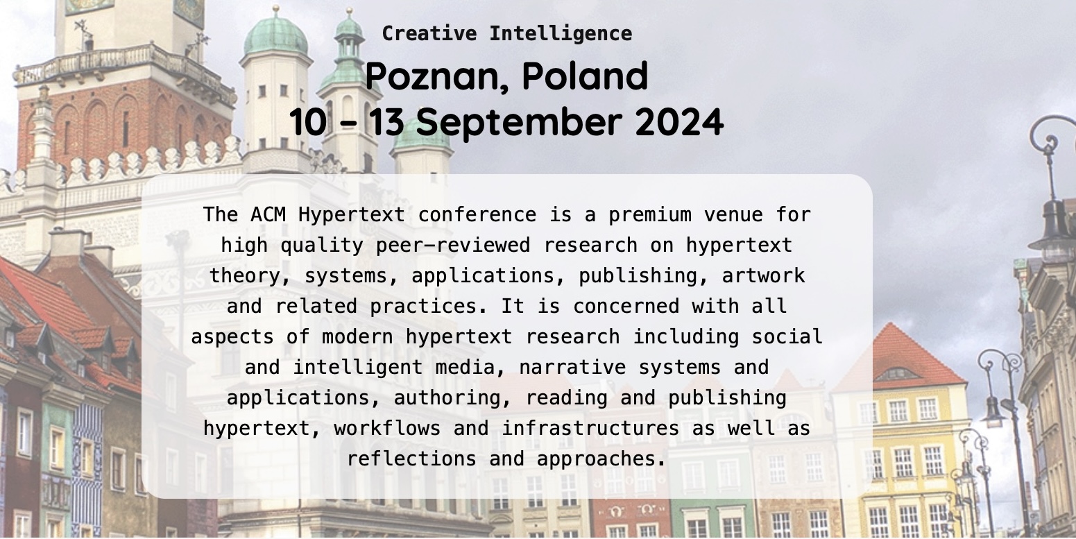 Hypertext 2024 Call for Papers is out